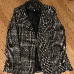 Vintage Plaid Houndstooth Blazer Jacket